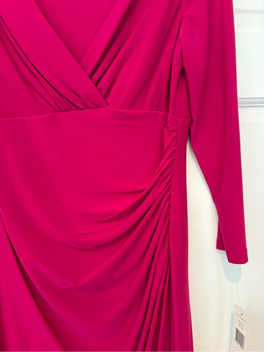 Ralph Lauren Pink Raspberry Long Sleeve Surplice Wrap Dress - Picture 5 of 14